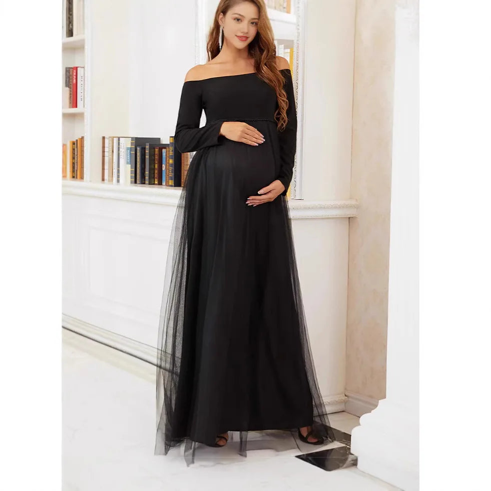 Elegant Off-Shoulder Maternity Gown