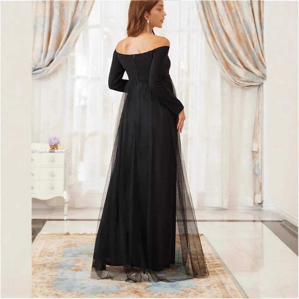 Elegant Off-Shoulder Maternity Gown