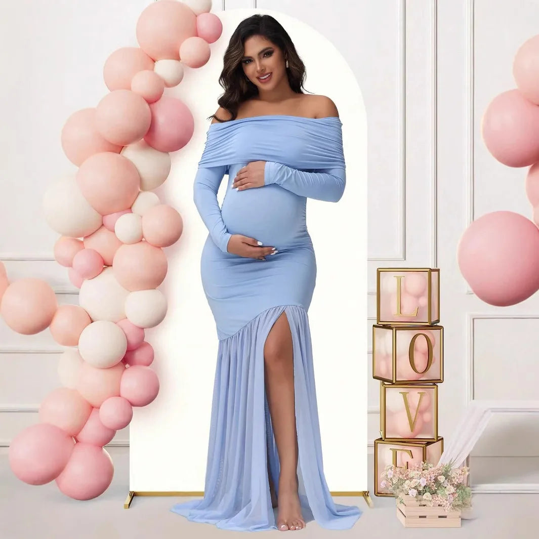Off-Shoulder Maternity Photoshoot Gown