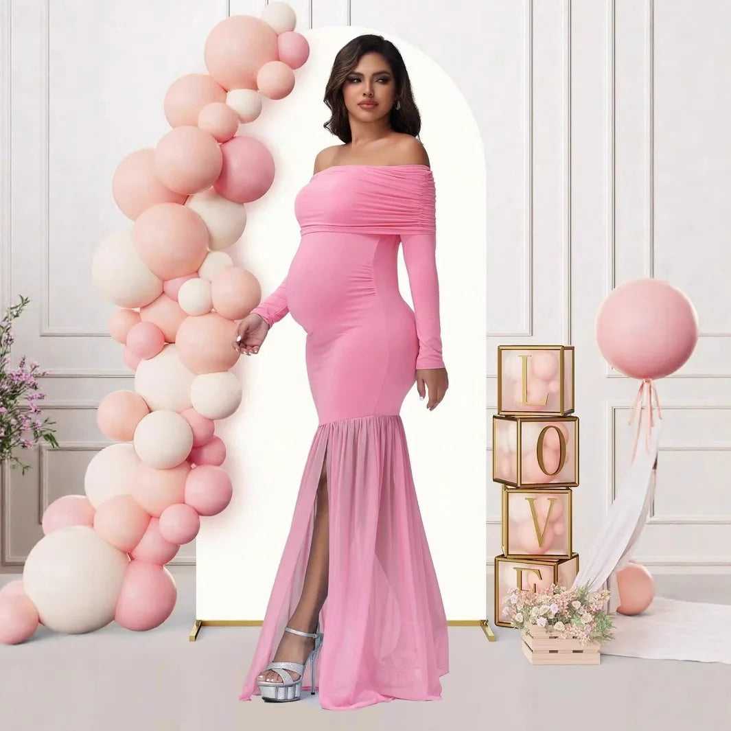Off-Shoulder Maternity Photoshoot Gown