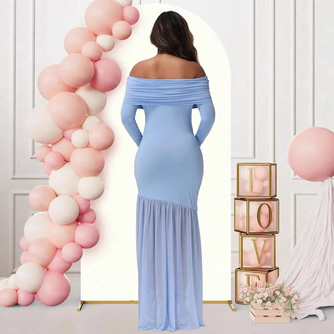 Off-Shoulder Maternity Photoshoot Gown