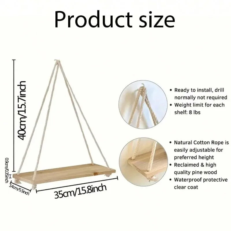 Wooden Swing Hanging Shelve