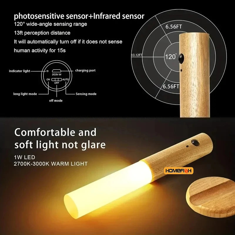 Magnetic Wooden LED Night Light