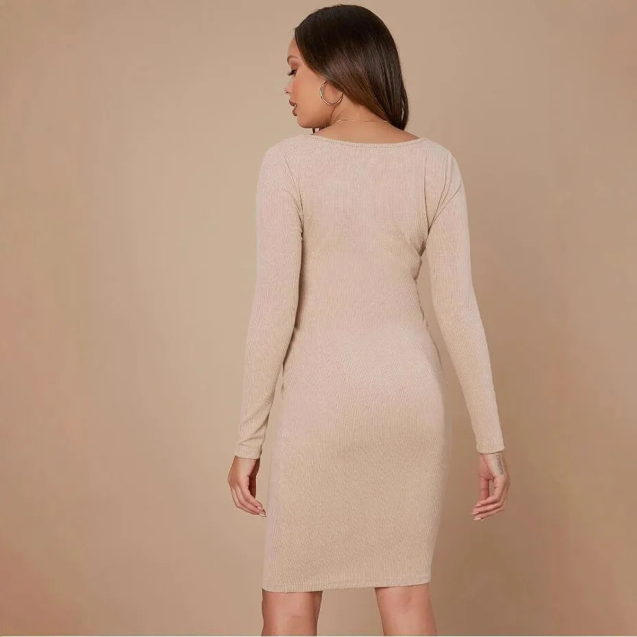Knit Long Sleeve Maternity Dress