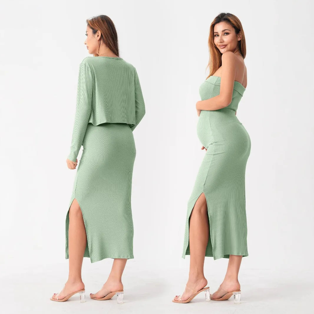 2-Piece Maternity Maxi Dress Set