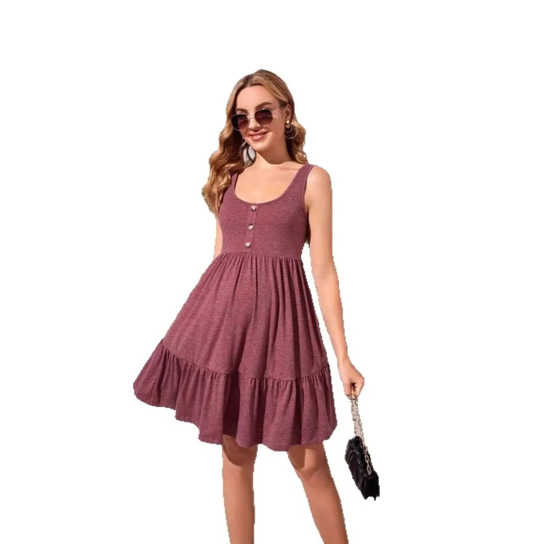Sleeveless Button-Front Maternity Sundress