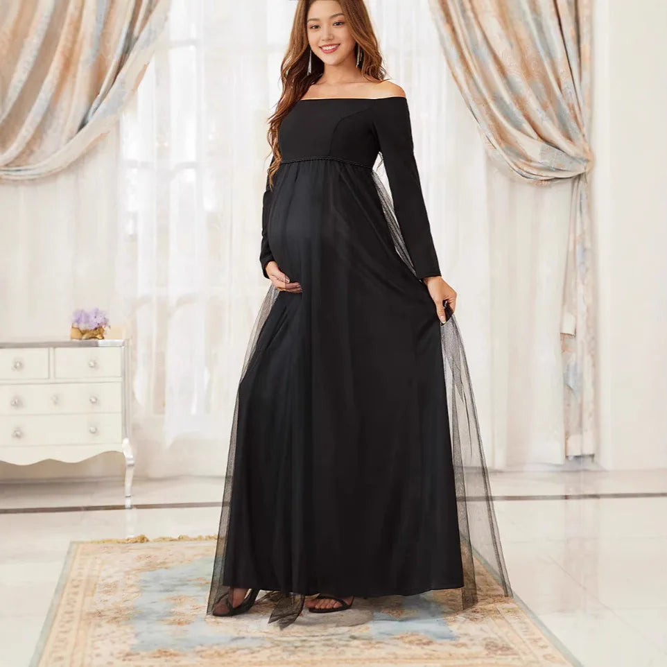 Elegant Off-Shoulder Maternity Gown