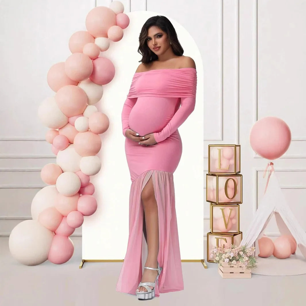 Off-Shoulder Maternity Photoshoot Gown