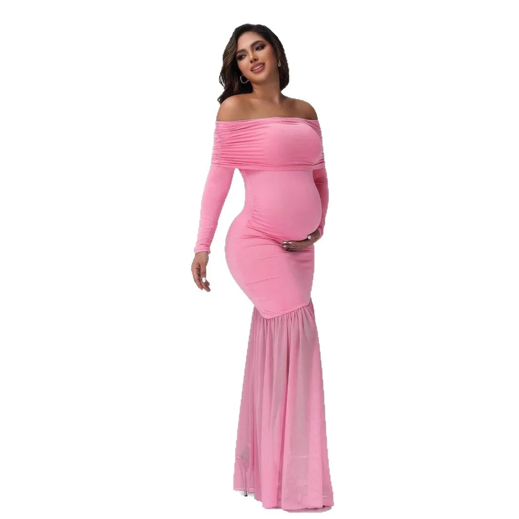 Off-Shoulder Maternity Photoshoot Gown
